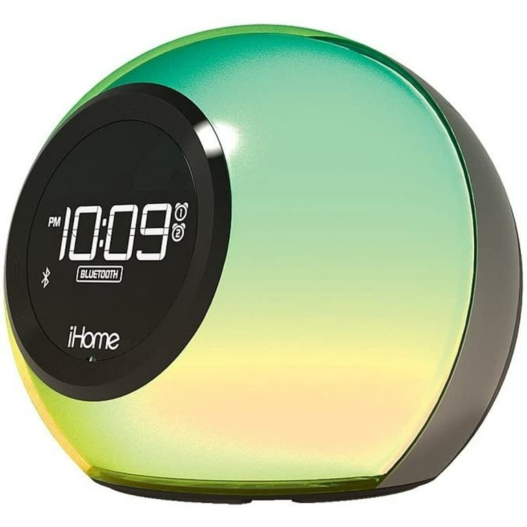 Ihome ibt29bc bluetooth color changing dual alarm clock store fm radio with usb charging and speakerphone