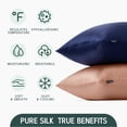 thumbnail image 2 of 22 Momme Mulberry Silk Pillowcase, 6A Hypoallergenic, Hidden Zipper, Queen Navy, 1 Pack, 2 of 7