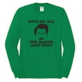 thumbnail image 2 of Parks and Recreations Give Me All The Bacon and Eggs Pop Male Long Sleeve Shirt, Kelly, Small, 2 of 3