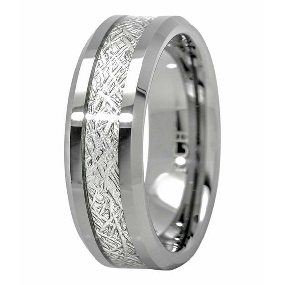 Tungsten Rings for Men Wedding Bands for Him Womens Wedding Bands for Her 6mm Earth's Metal Center Inlay