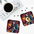 thumbnail image 4 of Lsque Rock Skull Singer Pattern 4" Drink Coasters Set of 4, PVC Leather Absorbent Coasters, Table Coaster Set Decorative Coffee Cup Coasters Housewarming Gift -Square, 4 of 6