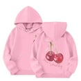 thumbnail image 4 of WOYY Toddler Girl's Hoodie Cherry Print Hooded Sweatshirt Casual Loose Graphic Pullover, 4 of 5