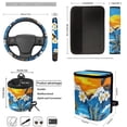 thumbnail image 4 of Jeiento Hawaii Tropical Flower 12 PCS Car Seat Covers Set for Men Women, Auto Seat Covers with Steering Wheel Cover Seat Belt Pads Trash Bin Air Vent Pocket Coasters Key Chain for SUV Truck Blue, 4 of 7