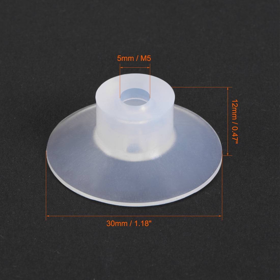 Clear Soft Silicone Miniature Vacuum Suction Cup 30x5mm Bellow Suction