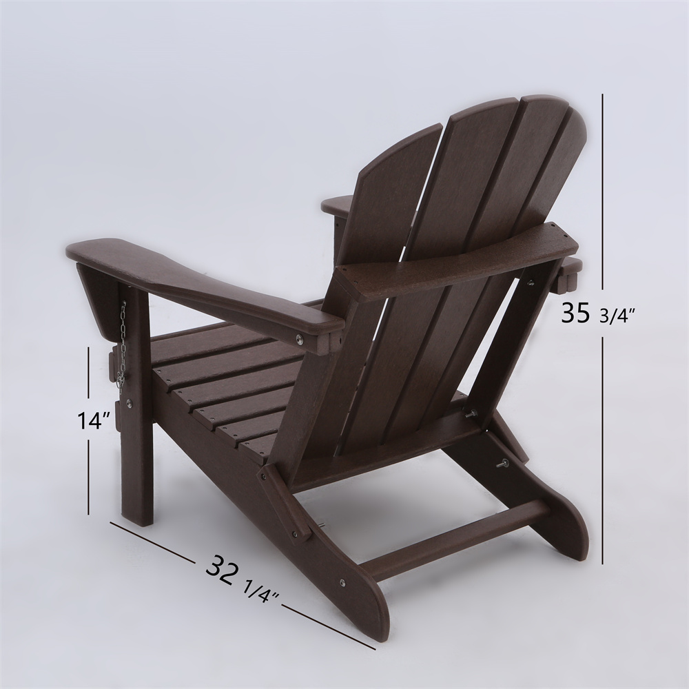Classic Folding Adirondack Chair Lounge Beach Chair for Backyard and Lawn Furniture, Outdoor Garden Chairs Weather Resistant for Pool Patio Deck - Brown - image 4 of 8