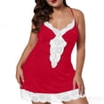 thumbnail image 2 of QINGFSAP Womens Plus Size Lace Trim Chemise Nightgown V Neck Sleepwear Slip Dress, 2 of 8