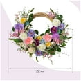 thumbnail image 3 of 22 Inch Spring Summer Flower Wreath for Front Door, Ivory Vine Roses Peony Wild Flowers Indoor Outdoor Wreath, Artificial Floral Wreath for Home Decor, 3 of 5