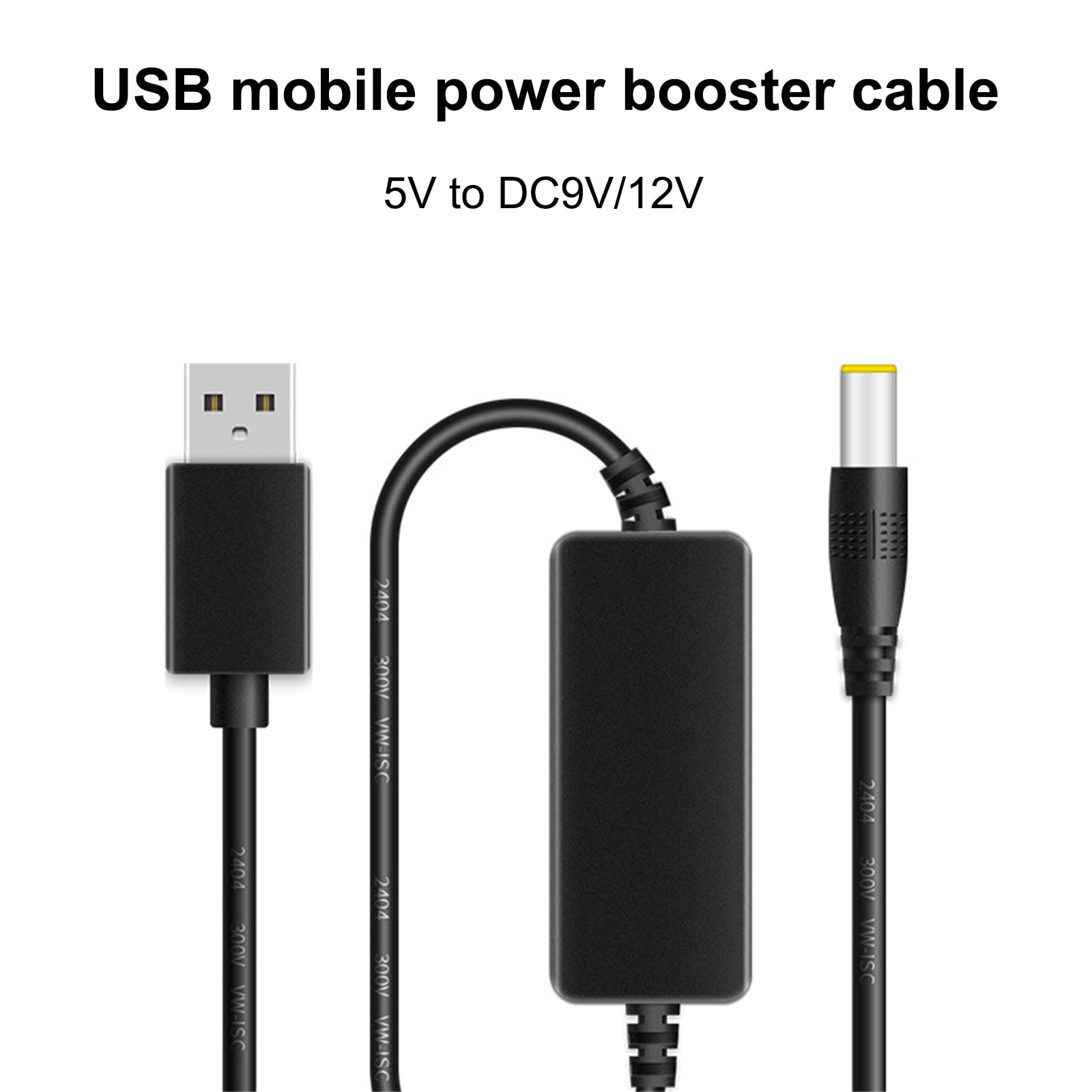 3.28ft Usb Booster Cable Power Bank Monitoring Usb 5v To Dc 9v/12v Step