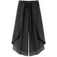 thumbnail image 4 of Women's Casual Pants Women'S Lace Up Chiffon Trousers Elastic Waist Casual Loose Wide Leg Skirt Casual Pants,Black Women's Casual Pants XXXL, 4 of 4