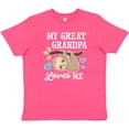 thumbnail image 3 of Inktastic My Great Grandpa Loves Me with Sloth and Hearts Youth T-Shirt, 3 of 5