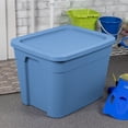 thumbnail image 4 of (8 pack) Sterilite 18 Gallon Tote, Plastic Storage Bin with Snap-on Lid, Stackable, Blue, 4 of 9