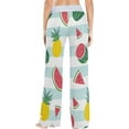 thumbnail image 4 of Women's Watermelon Pineapple Stripe Pajama Pants, Casual Pajama Bottoms Lounge Pants Wide Leg, 4 of 7