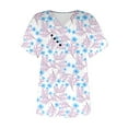thumbnail image 3 of Women Short Sleeve Floral Printed V Neck Decoration Button Loose Fit T Shirts Blouses Top Casual Summer Shirts4 Women's Tees Women's Shirt Shirt Packs for Women Womens Long Sleeve Shirts T Shirt for, 3 of 3