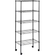 Simple Deluxe 5-Tier Storage Shelves, 21" W x 12" D x 54" H Adjustable Heavy Duty Wire Metal Shelving Unit, Black
