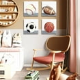 thumbnail image 4 of Boys Room Wall Decor Sports Decor for Boys Bedroom Rustic Soccer Football Baseball Basketball Canvas Pictures Kids Wall Art Vintage Ball Painting Nursery Playroom Artwork Home Decorations 12x12" 4 Pcs, 4 of 6