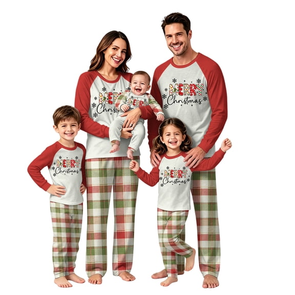 Lvotionpl 2026 Family Christmas Pajamas Matching Sets, Match Family Christmas Pjs Long Sleeve Top & Pants Set Matching Holiday Family Pajama Xmas Sets