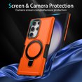 thumbnail image 5 of ELEHOLD Rugged Case for Samsung Galaxy S25 Ultra Hybrid Heavy Duty Cover with Foldable Ring Holder Kickstand Military Grade Drop Protection Shockproof Non-Slip Case,  Orange, 5 of 8