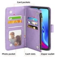 thumbnail image 4 of Compatible with TCL Bremen 5G 30XE/30V/4X/20AX/20A/20R Wallet Phone Case and Tempered Glass Screen Protector Flower Faux Leather Flip Credit Card Holder Stand Zipper Cell Cover for Women Purple, 4 of 8