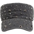 thumbnail image 6 of Byfri Studded Cadet Cap Gray Cotton Adjustable Flat Top Hat for Men Women Streetwear, 6 of 7