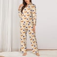 thumbnail image 2 of Balery Dachshund Conjunto de Pijama con Estampado para Mujer, Conjunto de Dos Piezas con Manga Larga, Ropa de Dormir Suave con Bolsillos, Pijamas Cómodos-Small, 2 of 7
