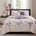 thumbnail image 4 of Izzovium 6-Pc Printed Quilt Set Full/Queen Size, Taupe Multicolor with Reversible Design and Decorative Pillows, 4 of 6