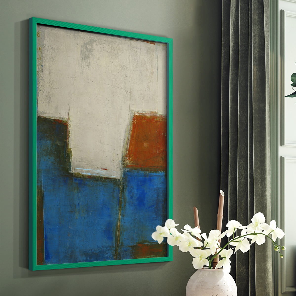 Complex Thought Framed Print in Green Solid Wood Framed Print No Nail Hanging
