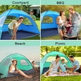 thumbnail image 6 of WhiteFang Beach Tent Anti-UV Portable Sun Shade Shelter for 3 Person, Extendable Floor with 3 Ventilating Mesh Windows Plus Carrying Bag, Stakes and Guy Lines (Turquoise Green ), 6 of 7