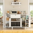 thumbnail image 6 of Homieasy Kitchen Sideboard Cabinet Buffet Table with Power Outlets, 55"Coffee Bar Cabinet with Drawer, Wine Rack/Shelves, for Living Room Entryway,White, 6 of 10