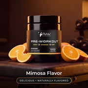 RAW Synergies Pre-Workout - Sustained Energy & Endurance Support - Naturally Sourced Caffeine, L-Theanine, Citrulline & Beta-Alanine - Boost Focus, Pumps & Performance - Mimosa Flavor - 30 Servings
