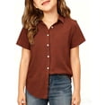 Byoo Girls Short Sleeve Solid ButtonDown Shirt Classic Collar Casual — free download