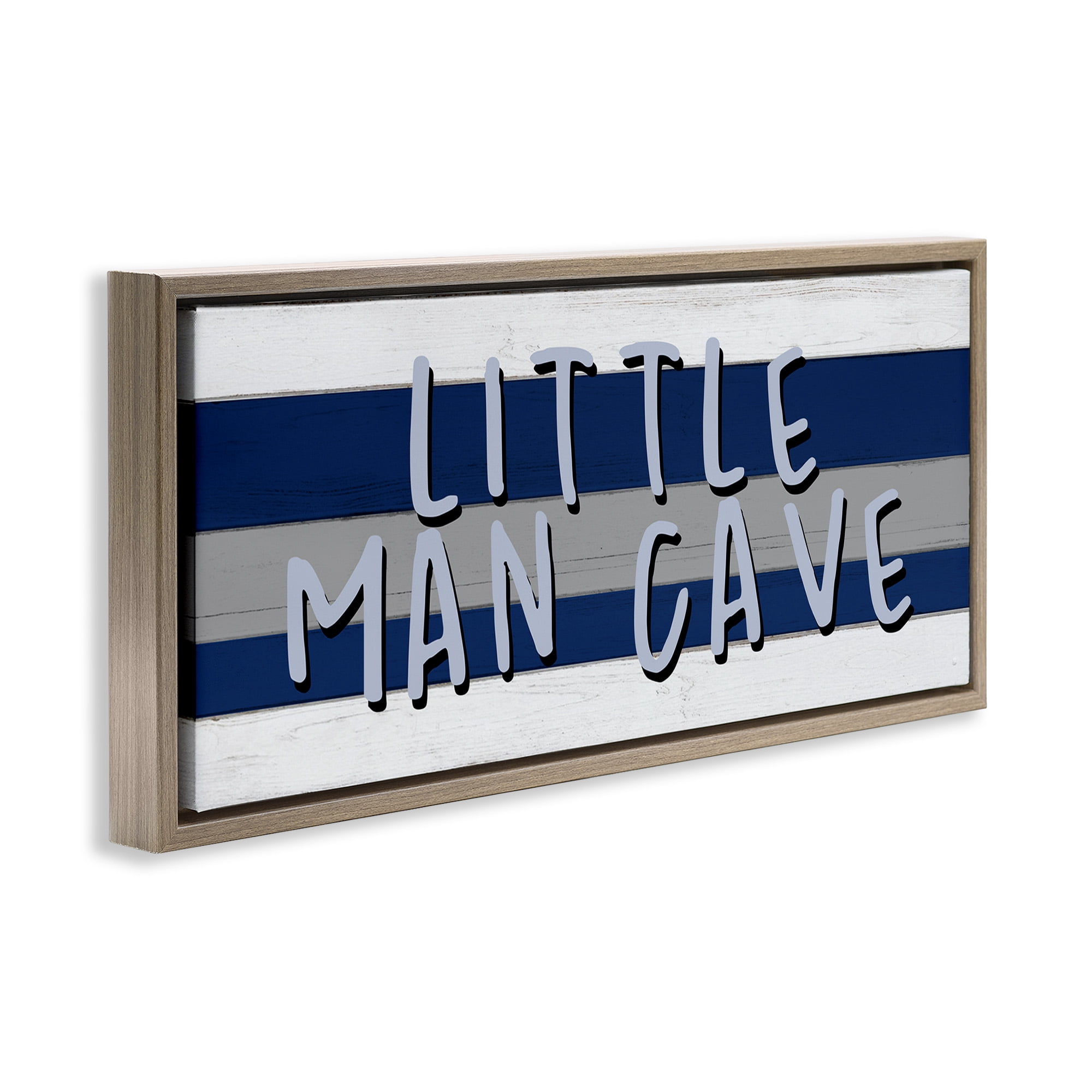 Stupell Industries Boy's Little Man Cave Typography Painting Brown Floater Framed Canvas Art Print Wall Art, 25 x 11