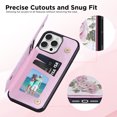 thumbnail image 4 of For iPhone 16e Case with Card Holder, Stylish Flower with Glitter Bling Rhinestone Stand Shockproof Slim Fit Bumper Wallet Case for Apple iPhone 16e, Rose, 4 of 6