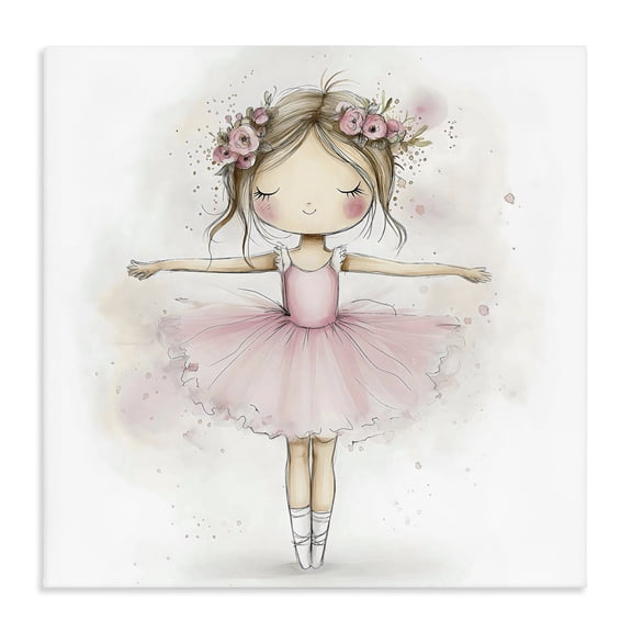 Stupell Industries Flower Ballerina in Pink Tutu Canvas Wall Art, design by Creative Studio