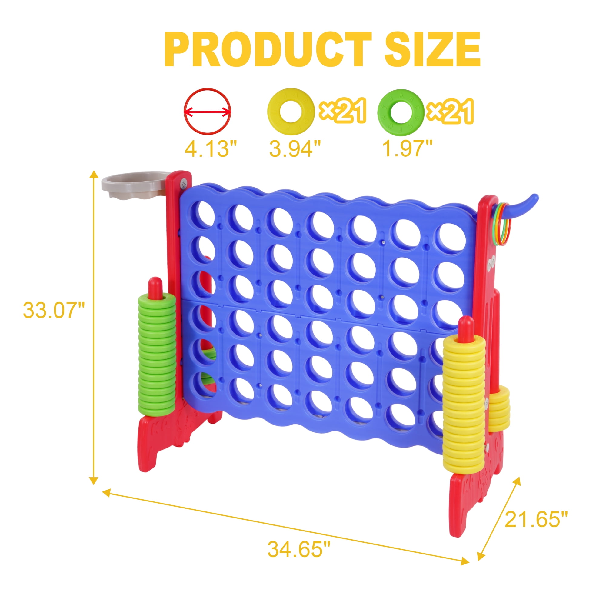 FlexWave 4-to-Score Game Set, with 42 Jumbo Rings and Quick-Release Slide, for All Ages, Perfect for Holiday Parties and Family Games, Small Size