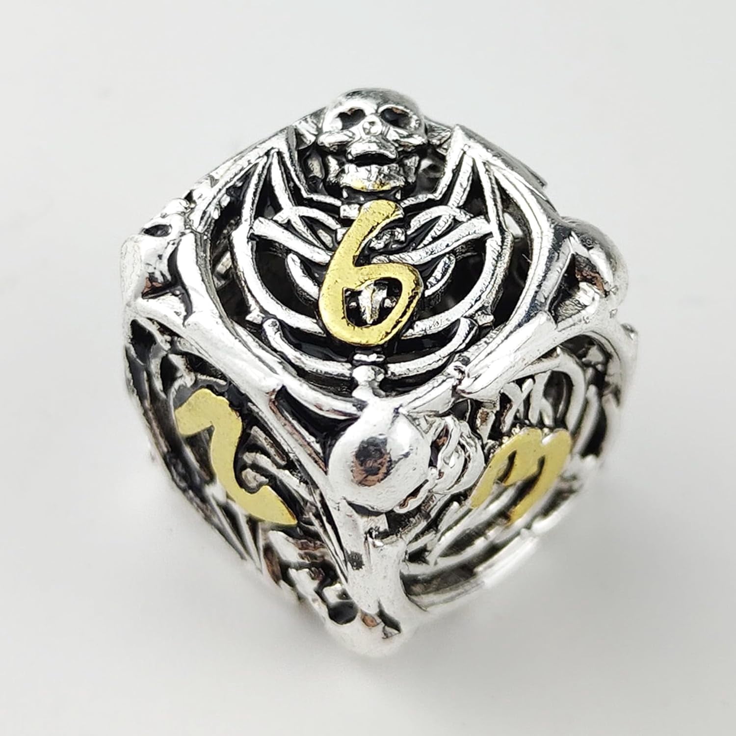 Hollow Skull DND Metal Polyhedral Dice Set, 7 Piece