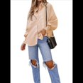 thumbnail image 2 of Blusa Informal Estilo Boyfriend con Mangas Fruncidas y Bolsillos, Rayas Amarillas, Talla XXL, 2 of 7