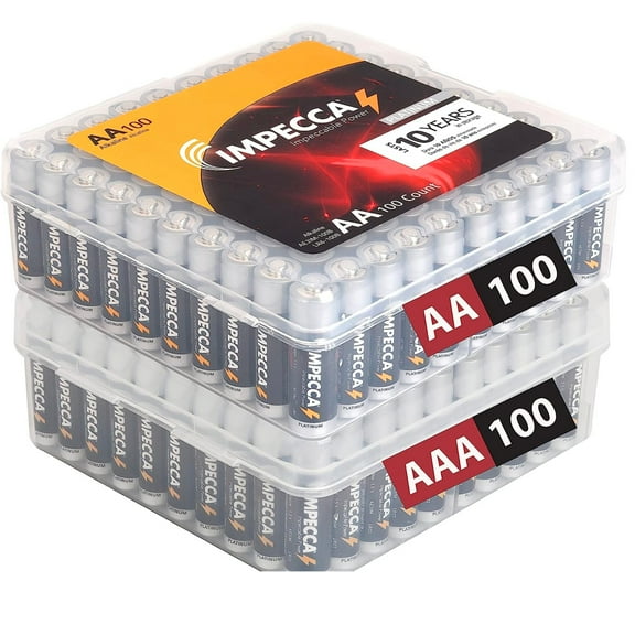 Impecca 100x AA   100x AAA Super Alkaline Batteries Pack - 200 Cells