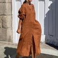 thumbnail image 3 of Gspmoly Robe pour Femmes, Robe Décontractée Unie pour Femmes à Col en V à Manches Longues, Longue Robe, Robes de Soirée pour Femmes jusqu'à 60 % de Rabais, 3 of 6
