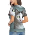 thumbnail image 3 of Fuzoiu Funny Cat Print Women's Classic V-Neck T-Shirt, Short Sleeve V Neck Tees for Casual Everyday Wear,Casual Fit Tee,Summer Fashion Tops-Large, 3 of 5