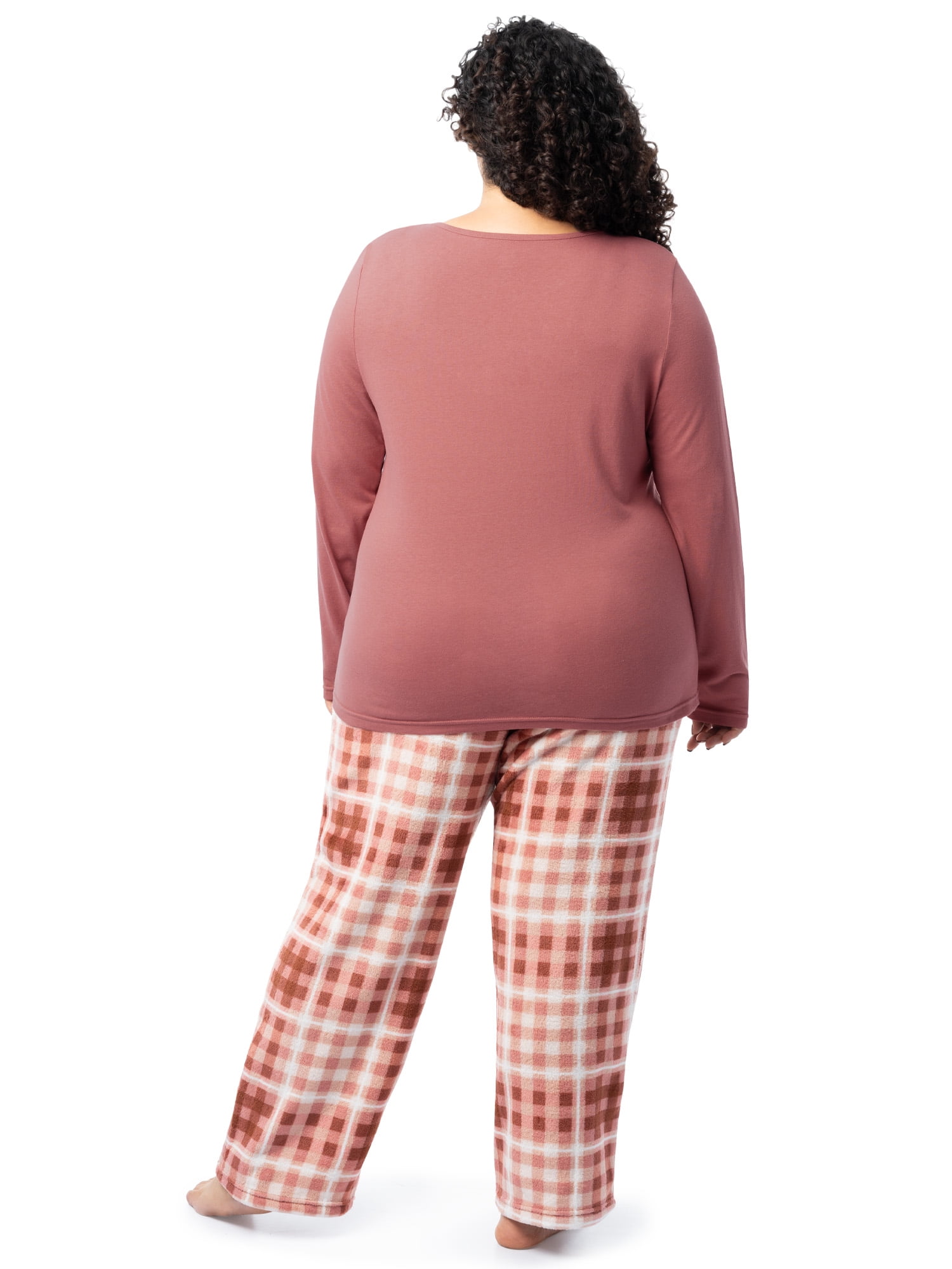 Fruit of the Loom Women's Beyond Soft Long Sleeve Top & Fleece Bottom Pajama Set, Sizes S-4X