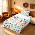 thumbnail image 3 of Homewish Watercolor Ghost Twin Sheets, Halloween Spooky Animal Bedding, Cream Mint Orange Purple, 3 Pieces (1 Flat Sheet, 1 Fitted Sheet and 1 Pillowcase), 3 of 6