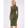 thumbnail image 3 of DARING DIVA Mesh Ruch Elegant Cocktail Bodycon Dress XS Olive Green, 3 of 6