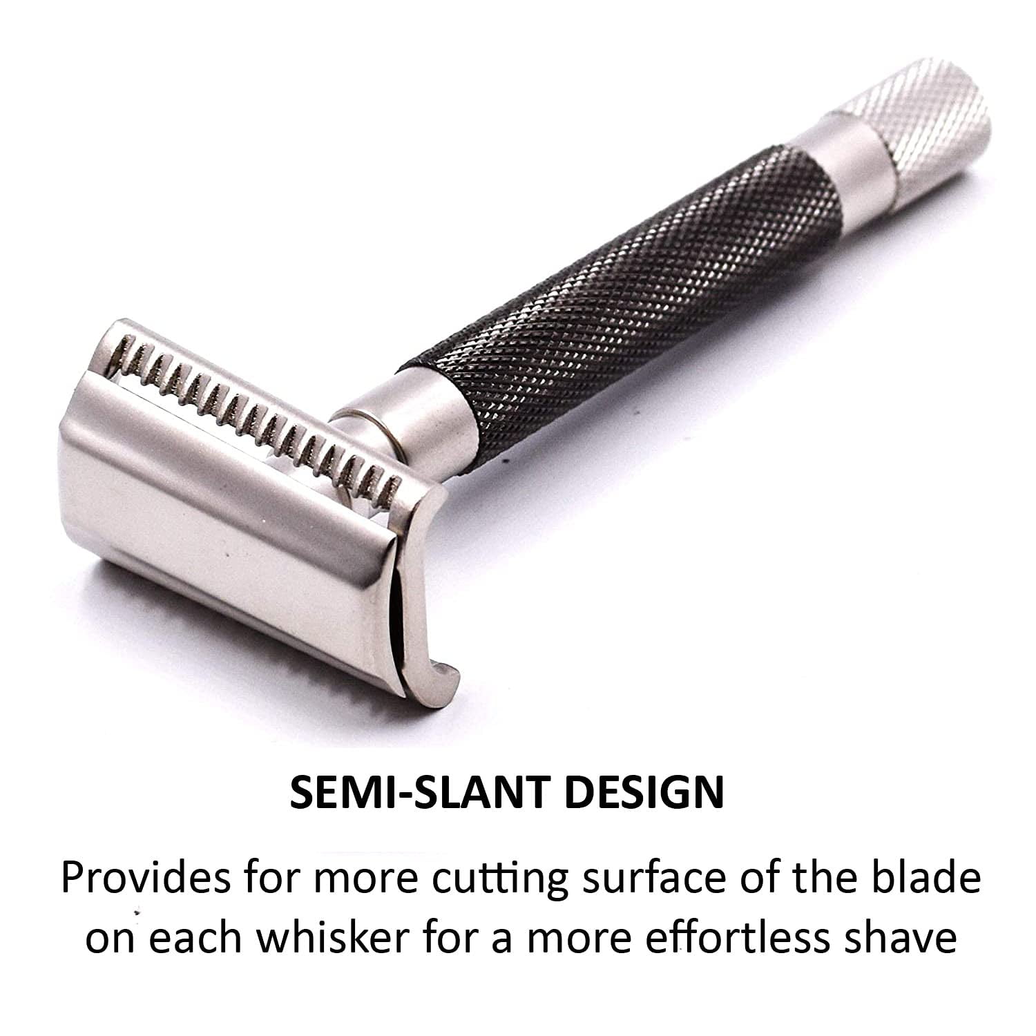 Parker's Semi Slant Safety Razor and 5 Parker Premium Double Edge Razor Blades - Graphite