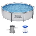 thumbnail image 1 of (Open Box) Bestway Steel Frame Round Above Ground Swimming Pool Set, 2 x 56407E-BW, 10 x 30 Inch, 1 of 11