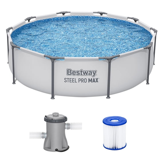 (Open Box) Bestway Steel Frame Round Above Ground Swimming Pool Set, 2 x 56407E-BW, 10 x 30 Inch