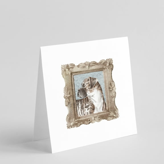 Boxer Brindle Side View Square Greeting Cards and Envelopes Pack of 8 5 in x 5 in