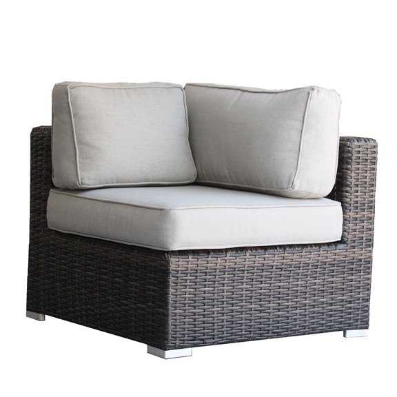JERFIT Outdoor Patio Sectional Corner Chair with Cushions, All-Weather PE Rattan & Aluminum Frame, Modern Modular Loveseat for Deck, Poolside, Garden