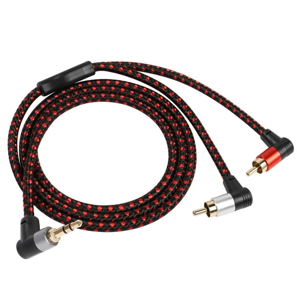 Cable de audio RIIEYOCA con ángulo recto de 90 grados, 3,5 mm a 2 RCA de 3 pies