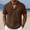Brown, variant on Men's Shawl-Collar Henley Short-Sleeve Linen-Cotton Top, Lightweight Airy Fabric for summer relaxation Brown M