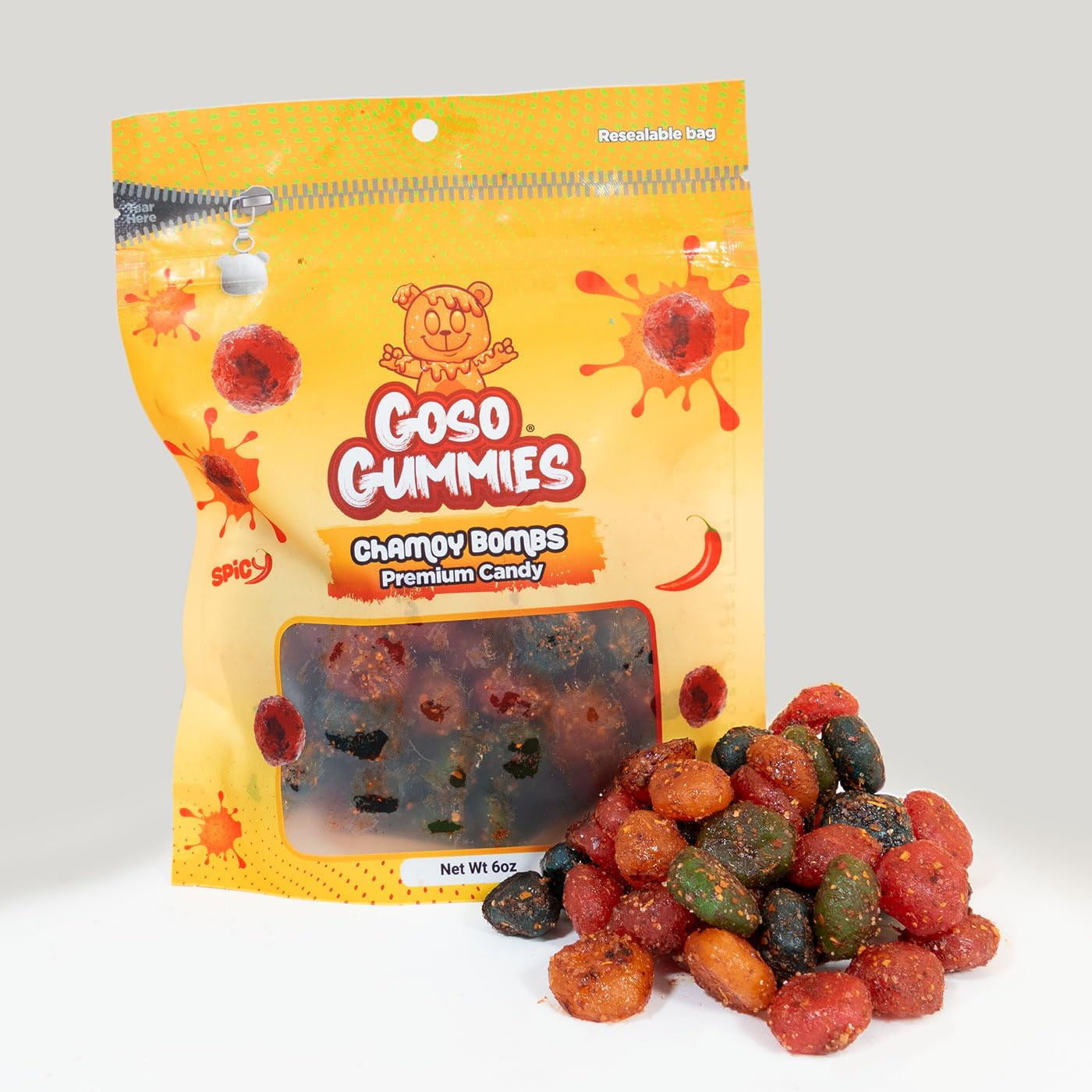 Goso Gummies Spicy Chamoy Gusher Bombs – 6oz Bag – Tangy Chamoy Candy